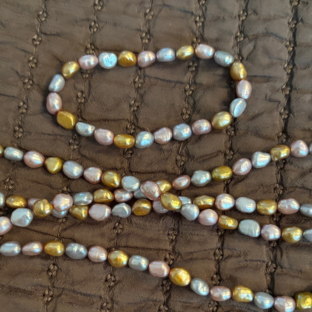 Honora Multicolor Pearl Necklace and  Bracelet 64 inch